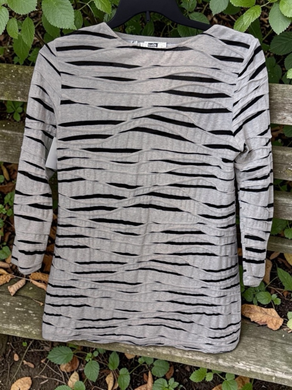 Habitat Beige and Black Striped V-Neck Long Sleeve Top - Picture 5 of 5